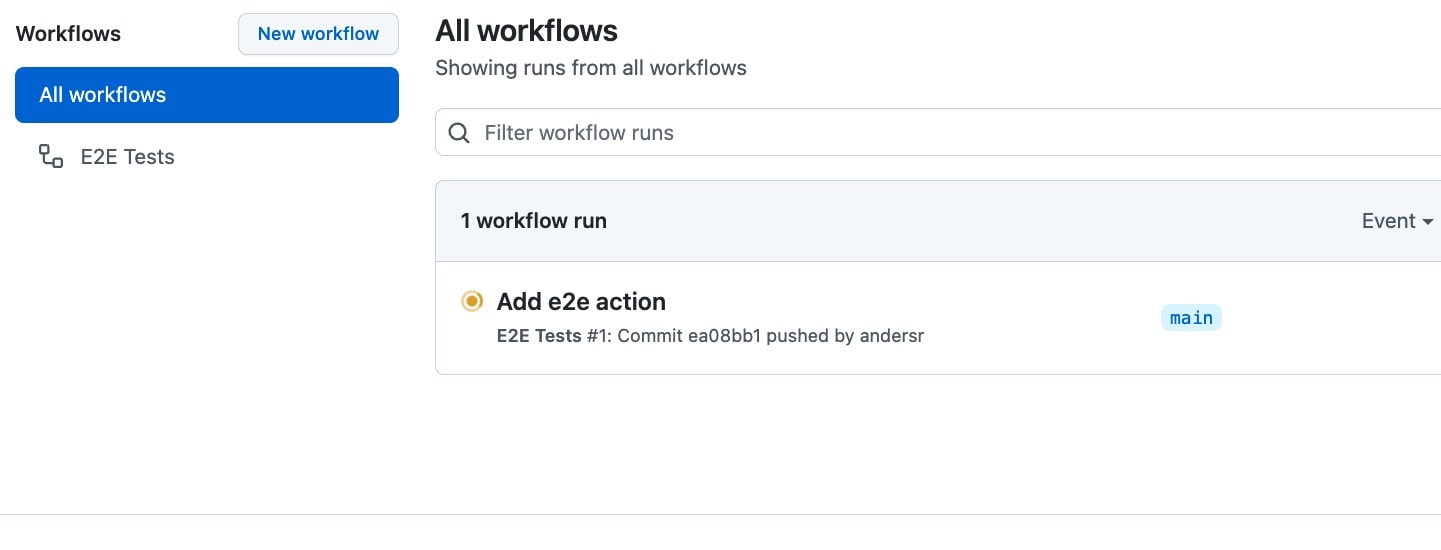 Github action running